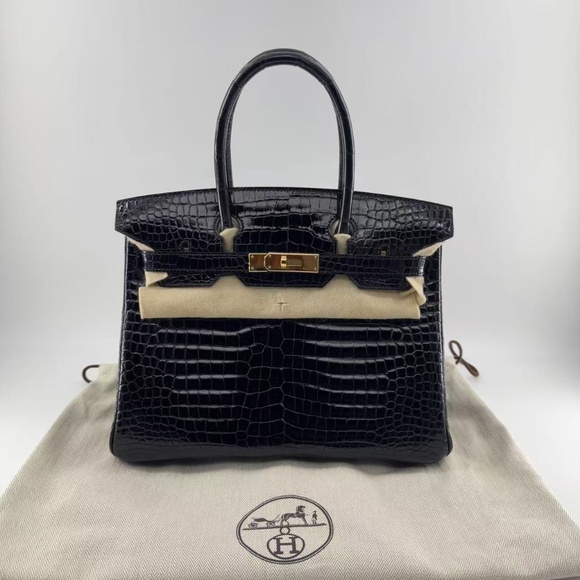 Hermes Birkin 30 in black crocodile skin - Picture 1 of 10